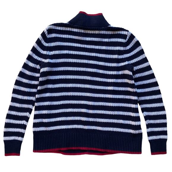 LOFT Nautical Striped 100% Cotton Funnel Neck Sweater Size Small - Picture 3 of 7